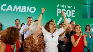 La secretaria general del PSOE andaluz, María Jesús Montero, en un acto del partido en San Juan del Puerto.