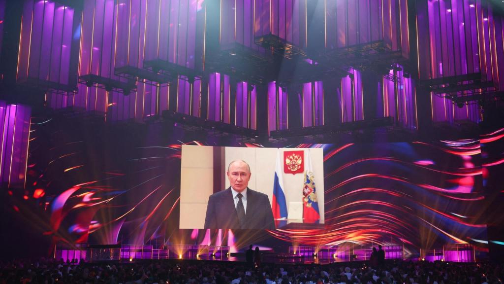 El presidente ruso, Vladimir Putin, durante el discurso de apertura a Intervisión.