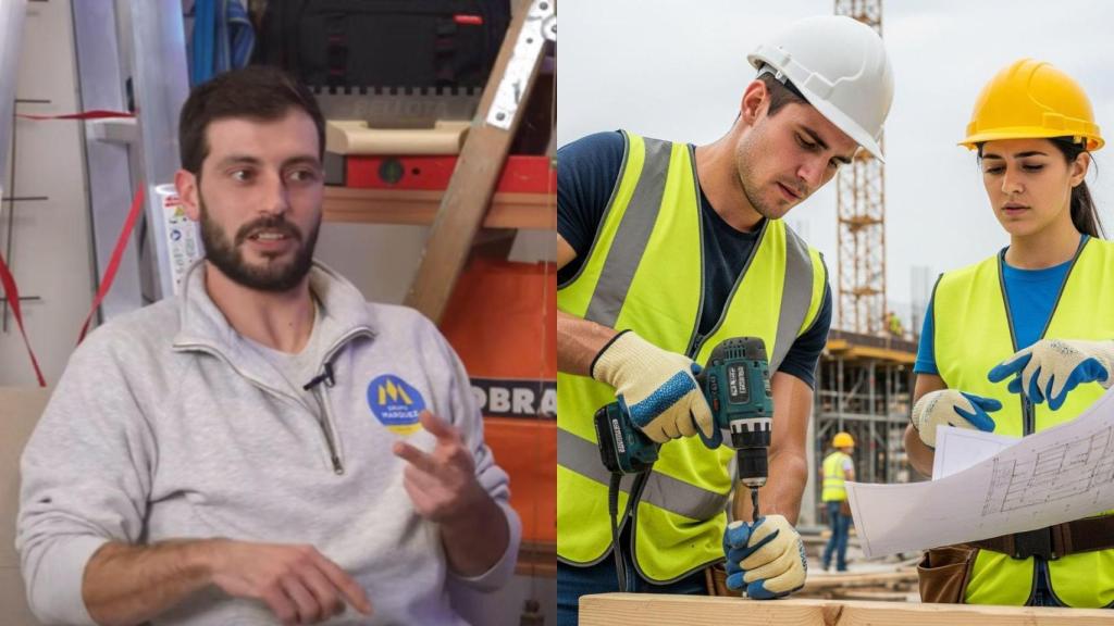 Imagen de Víctor y dos albañiles generados por IA.