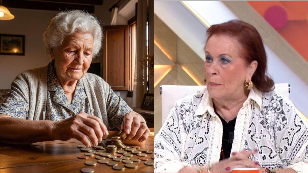 Imagen generada por IA de una jubilada y Charo.