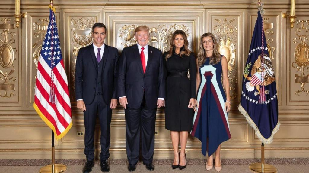 Pedro Sánchez, Donald Trump, Melania Trump y Begoña Gómez en septiembre de 2018.