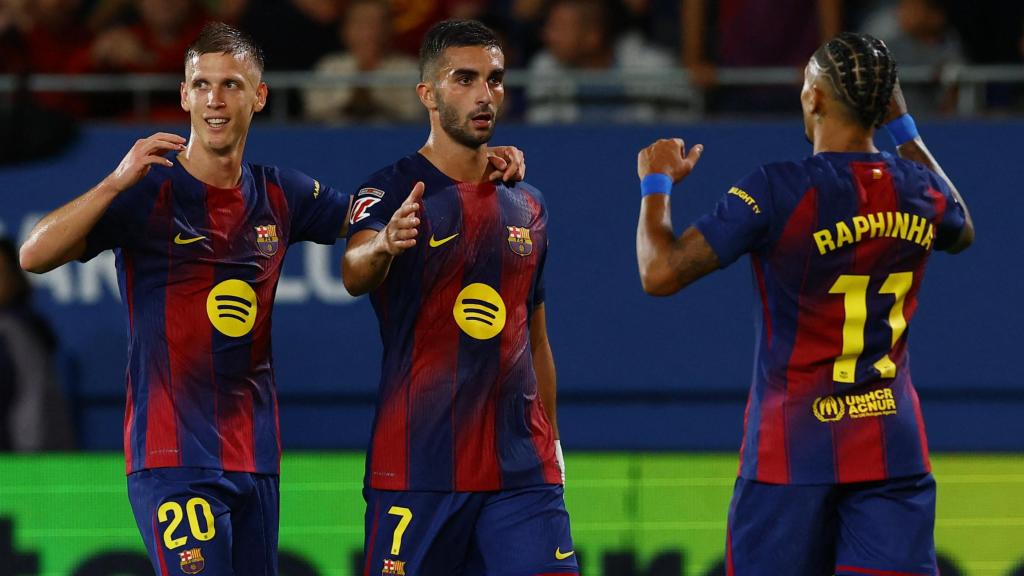 Los jugadores del Barça celebran un gol contra el Getafe.
