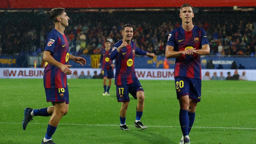 Dani Olmo celebra el gol marcado ante el Getafe.