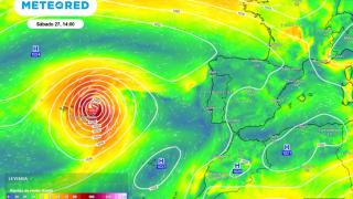 La aproximación del huracán Gabrielle convertido en borrasca hacia España. Meteored.