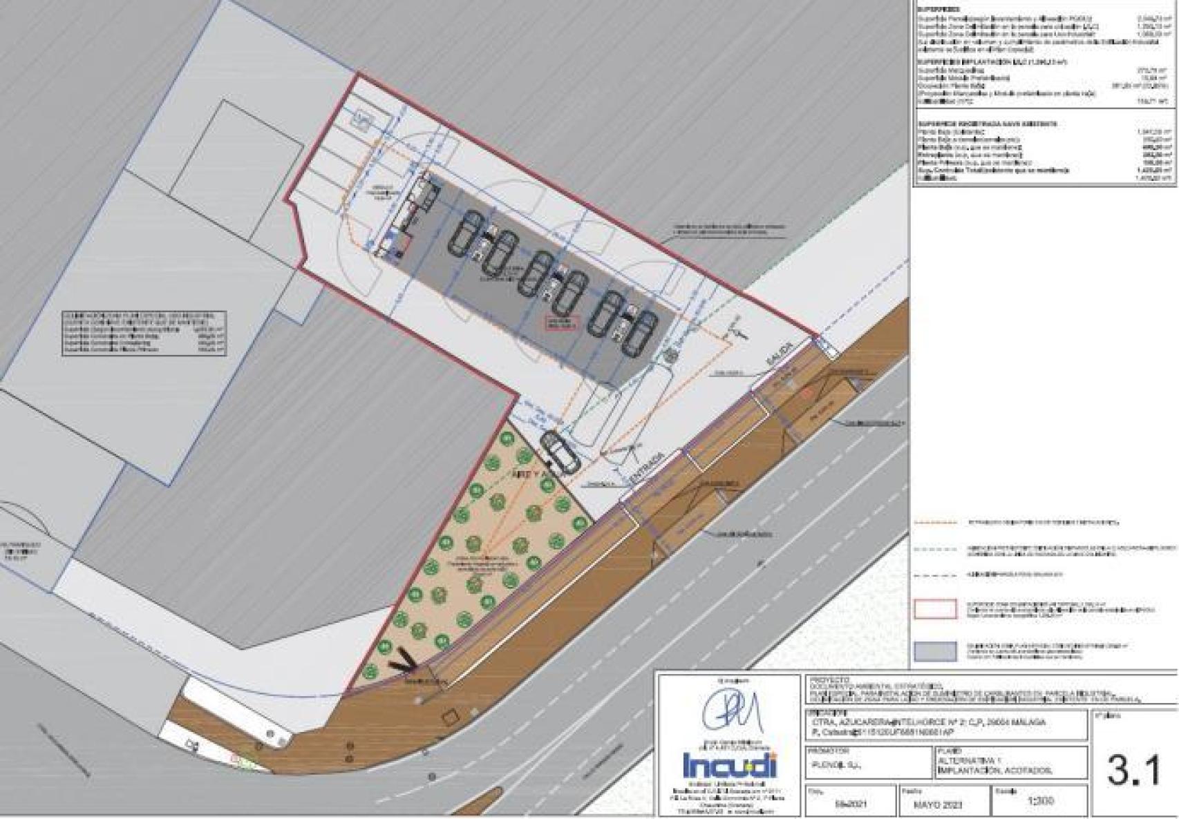 Ordenación de la futura gasolinera.
