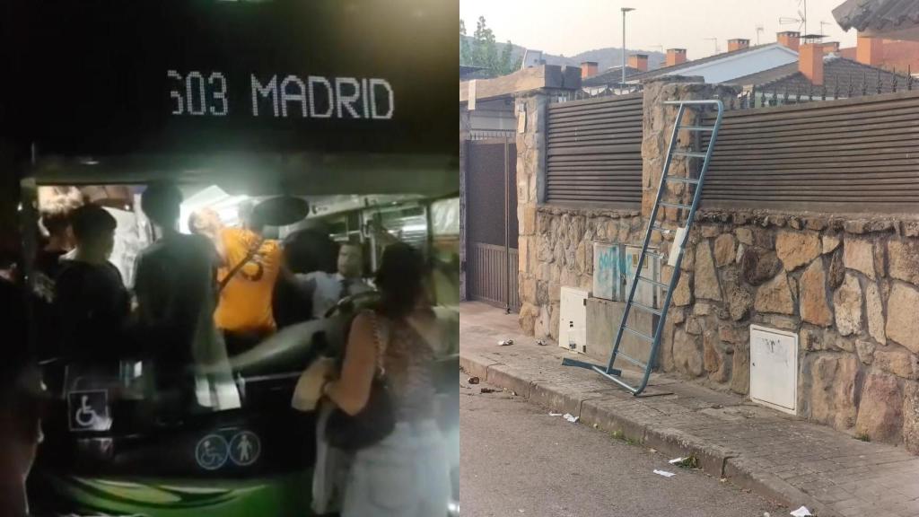 Una imagen de la agresión y una de vallas en uno de los chalets.