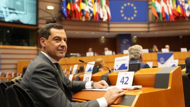 Juanma Moreno, en Bruselas.