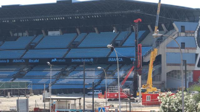 Obras de la grada de Gol del estadio de Balaídos, en Vigo