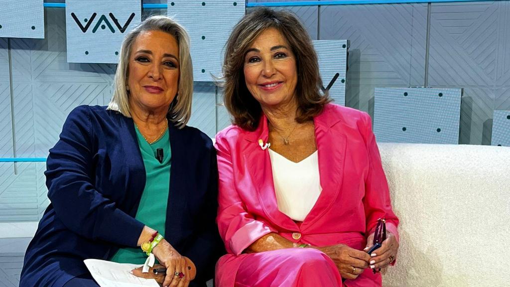 La presidenta ejecutiva de EL ESPAÑOL de Castilla-La Mancha y la presentadora, la mañana de este lunes en Telecinco.