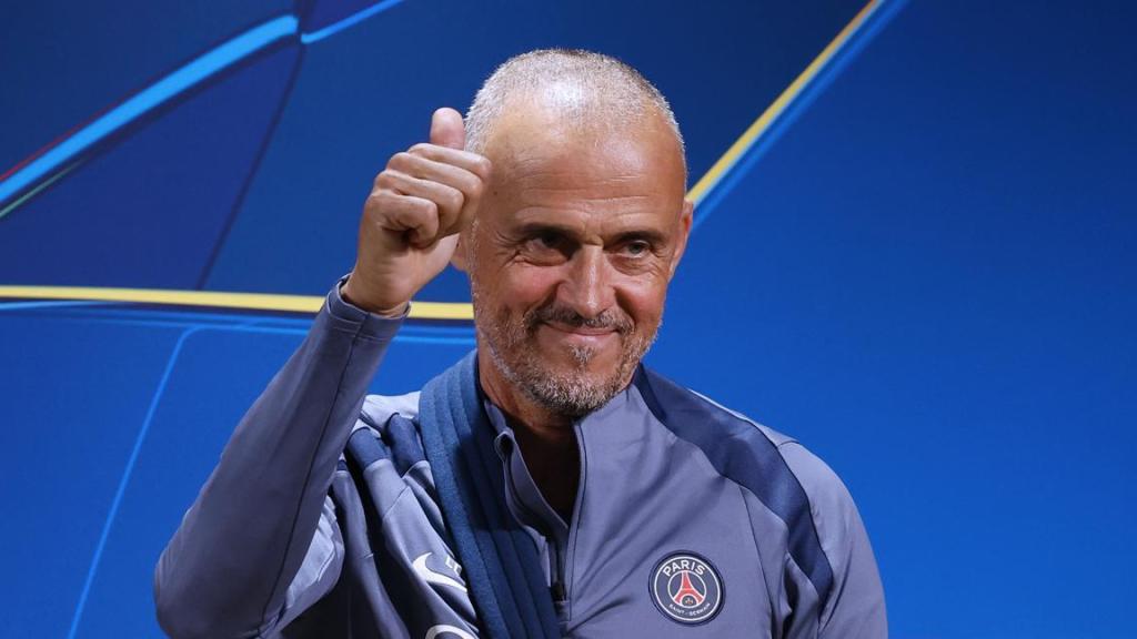 Luis Enrique, en rueda de prensa con el PSG