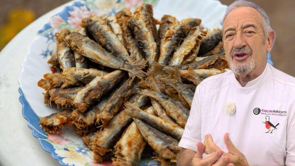 Karlos Arguiñano junto a un plato de sardinas.