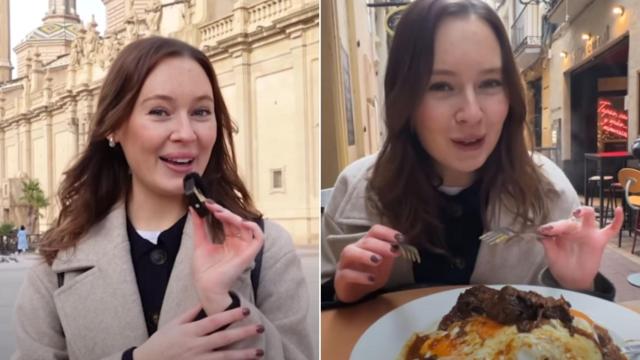 Rachel Anne, turista e influencer americana, en su visita a Zaragoza