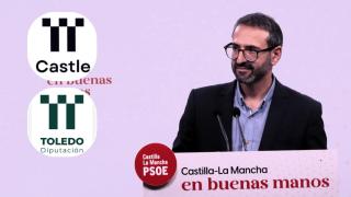 Sergio Gutiérrez, el logo descargable en internet (arriba) y el oficial de la Diputación de Toledo (abajo).