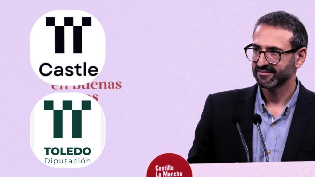 Sergio Gutiérrez, el logo descargable en internet (arriba) y el oficial de la Diputación de Toledo (abajo).