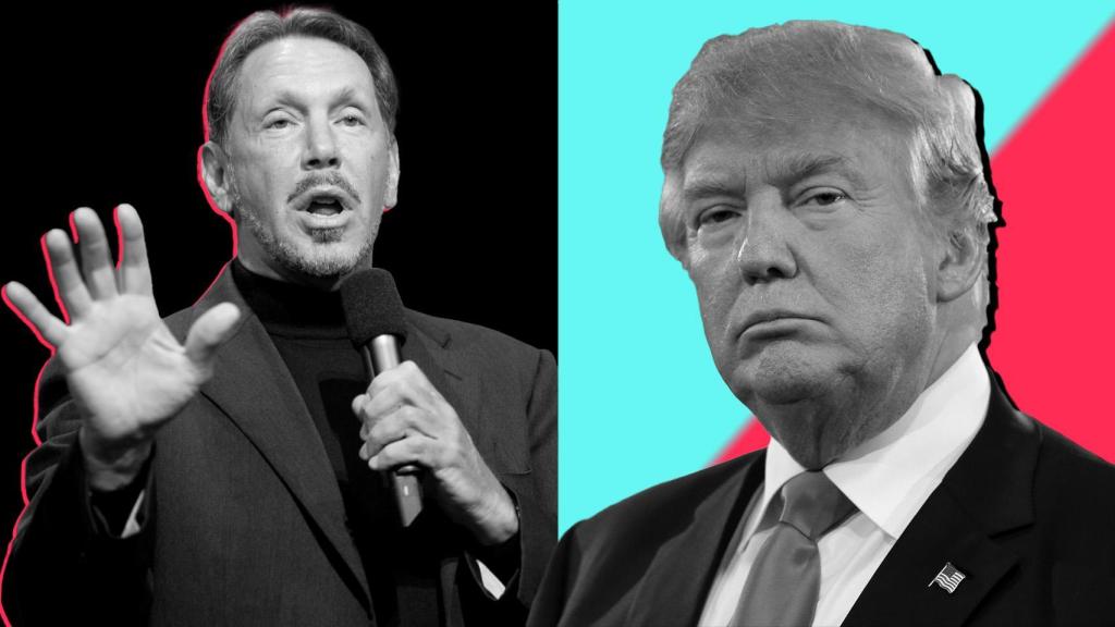 Fotomontaje con Larry Ellison (izqu.) y Donald Trump (Der.)