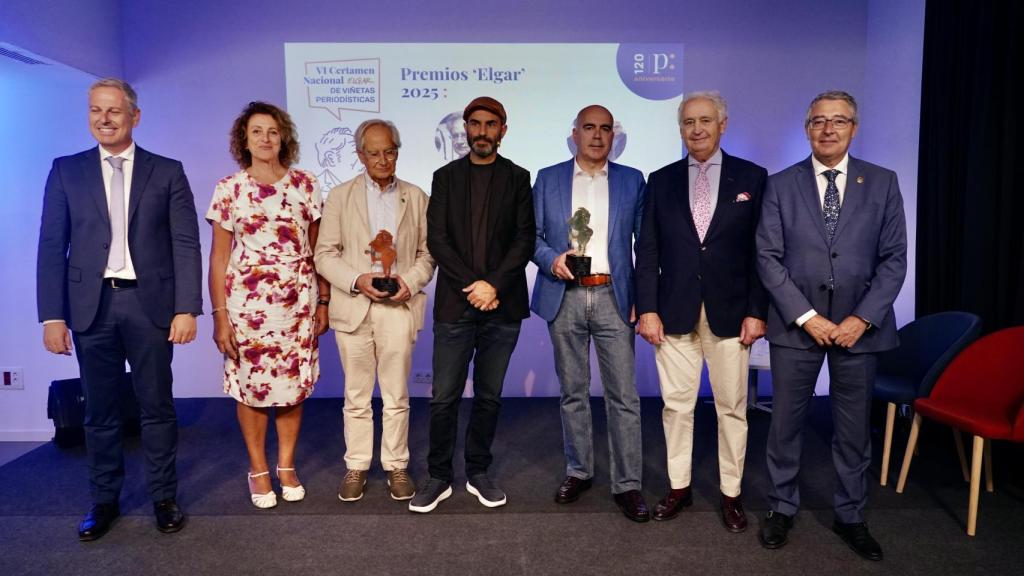 Premiados del VI Certamen ‘Elgar’ de Viñetas Periodísticas.