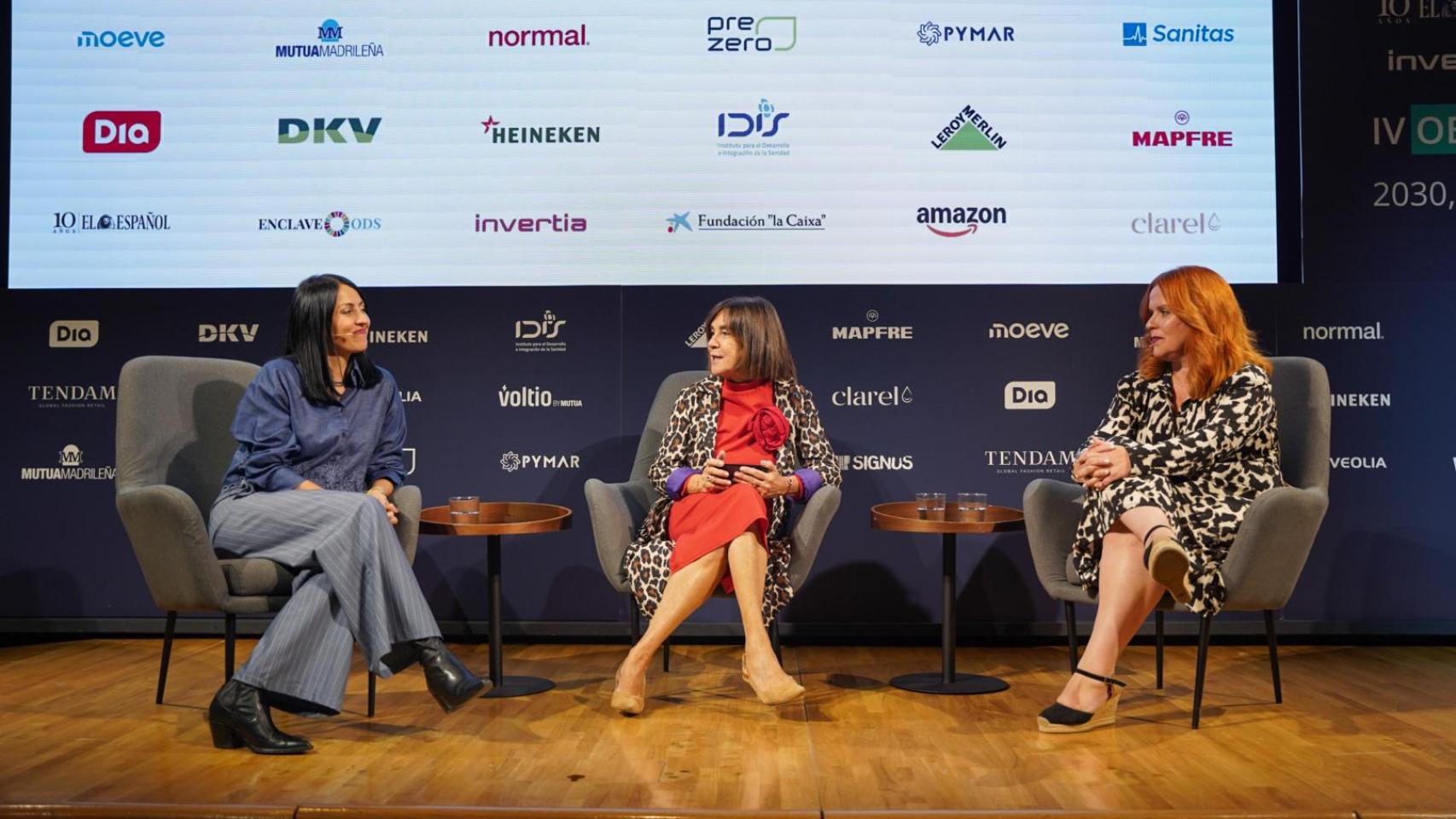 Imagen de la conversación a dos bajo el título '28 íntimo, no tan íntimo: la pobreza menstrual'; en la primera jornada del IV Observatorio ODS '2030, 5 años para la meta'.