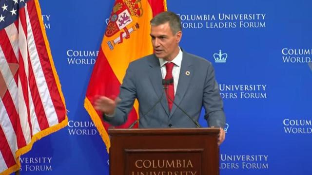 Pedro Sánchez este lunes en la Universidad de Columbia en Nueva York.