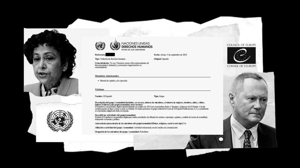 Montaje de la denuncia presentada ante el Consejo de Europa y las Naciones Unidas por EL ESPAÑOL.