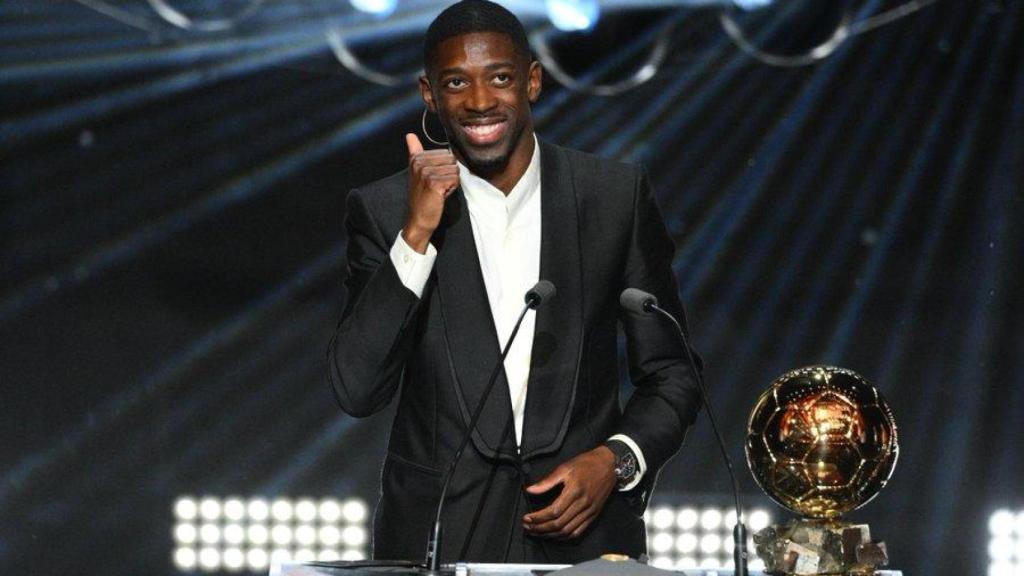 Dembélé, al recibir el Balón de Oro 2025.