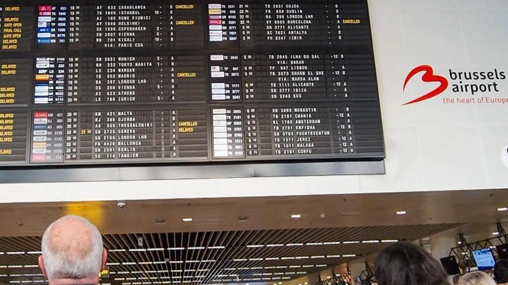 Vuelos cancelados en el aeropuerto de Bruselas.