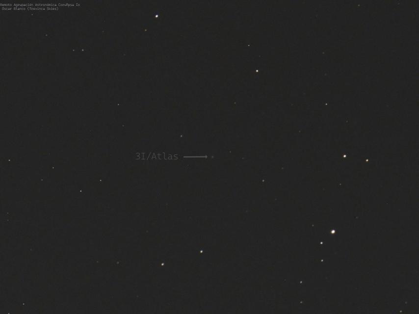 Imagen del cometa 3I/ATLAS estudiado por el CITIC de la UDC.