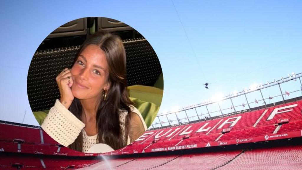 Collage del Estadio Ramón Sánchez-Pizjuán y Paloma Reina