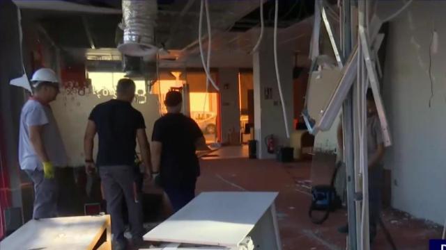 Los destrozos causados por la explosión.