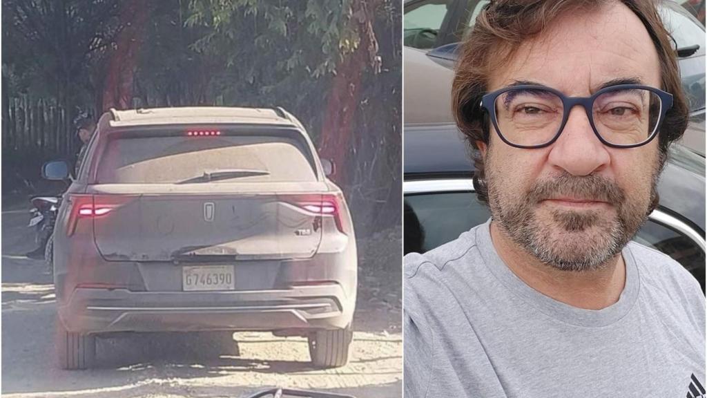 A la izquierda, el vehículo de marca Bestune que conducía el español. A la derecha, una imagen suya, cedida, sin datar.