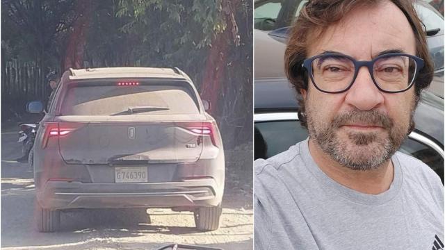 A la izquierda, el vehículo de marca Bestune que conducía el español. A la derecha, una imagen suya, cedida, sin datar.