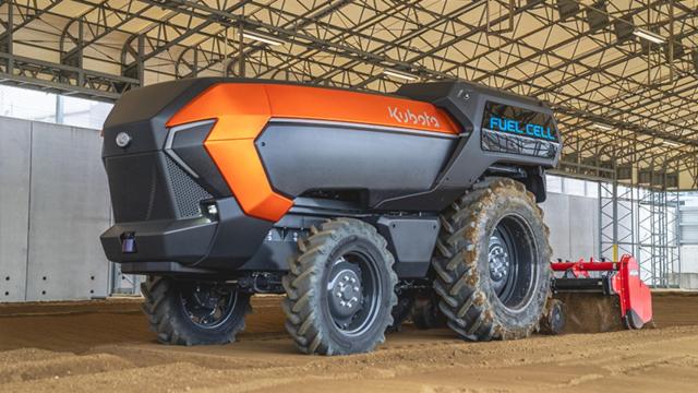 El tractor autónomo de hidrógeno de Kubota, en funcionamiento