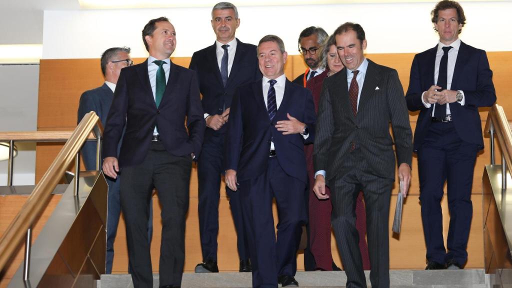 Emiliano García-Page y Carlos Velázquez, este miércoles en el Palacio de Congresos.