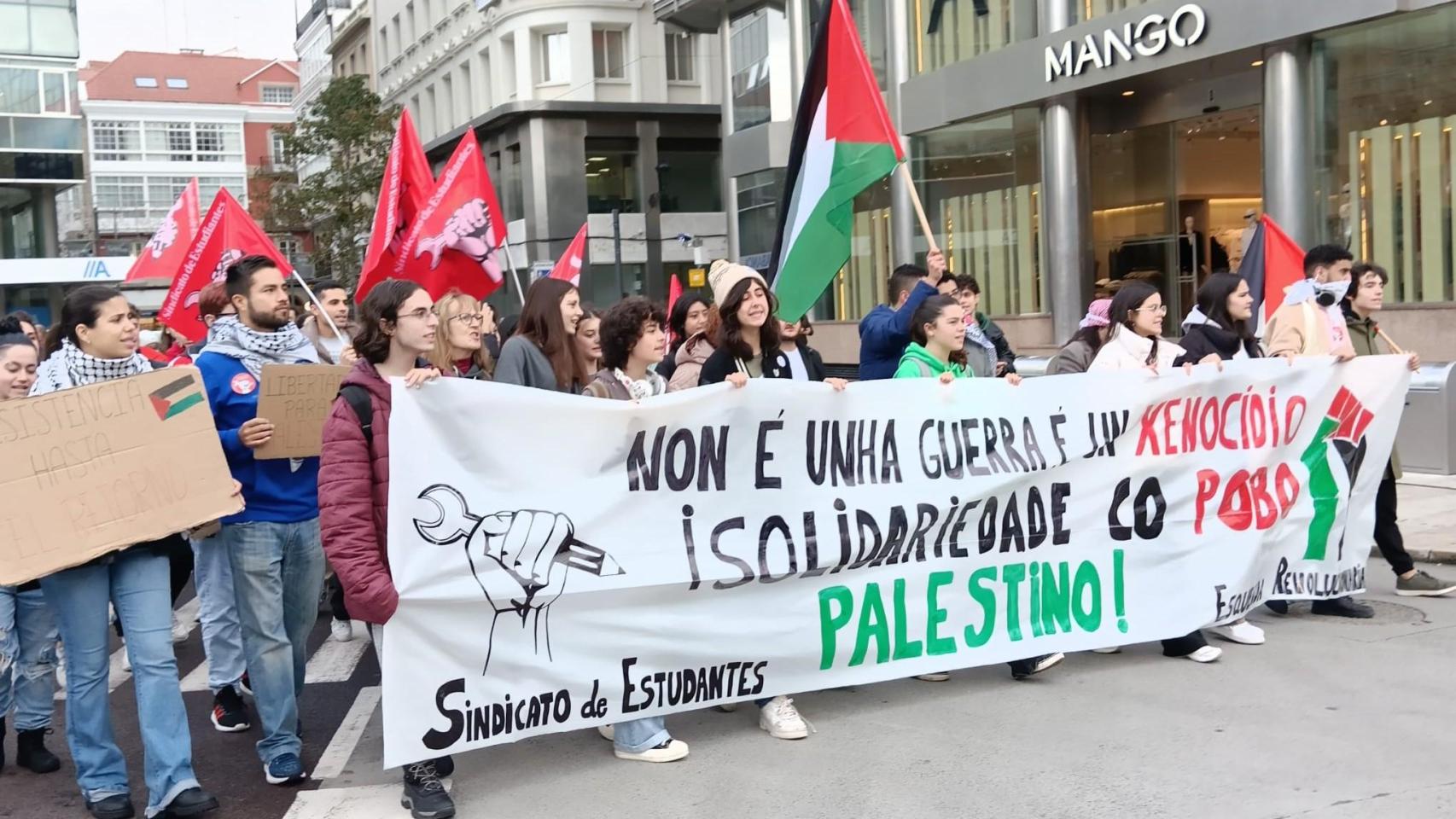 Manifestación del Sindicato de Estudantes en apoyo a Palestina en A Coruña en noviembre del 2023.