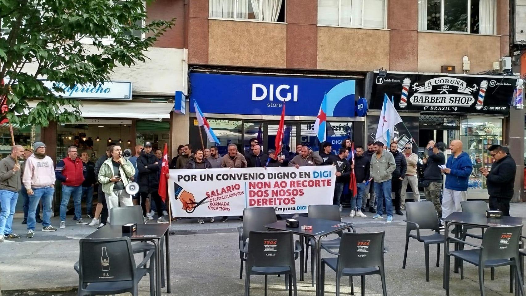 Manifestación de este miércoles de los trabajadores de DIGI
