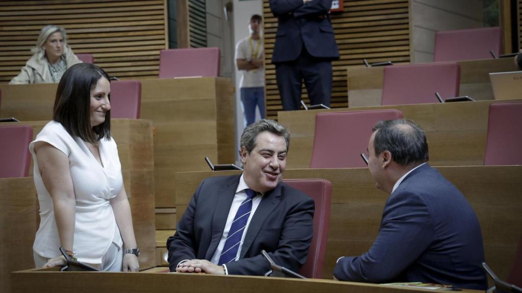 Llanos, Ana Vega y David Muñoz, diputados de Vox. José Cuéllar / Corts