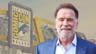 Arnold Schwarzenegger. Foto: Collin Xavier/Image Press Agency/ABACA/Gtres. Al fondo, todo preparado para la primera edición de San Diego Comic-Con Málaga. Foto: EFE/Jorge Zapata