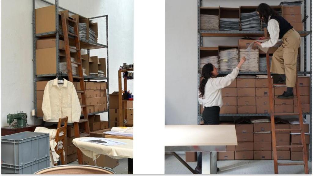 Una de las prendas diseñadas y las chicas de Bastida for Work.