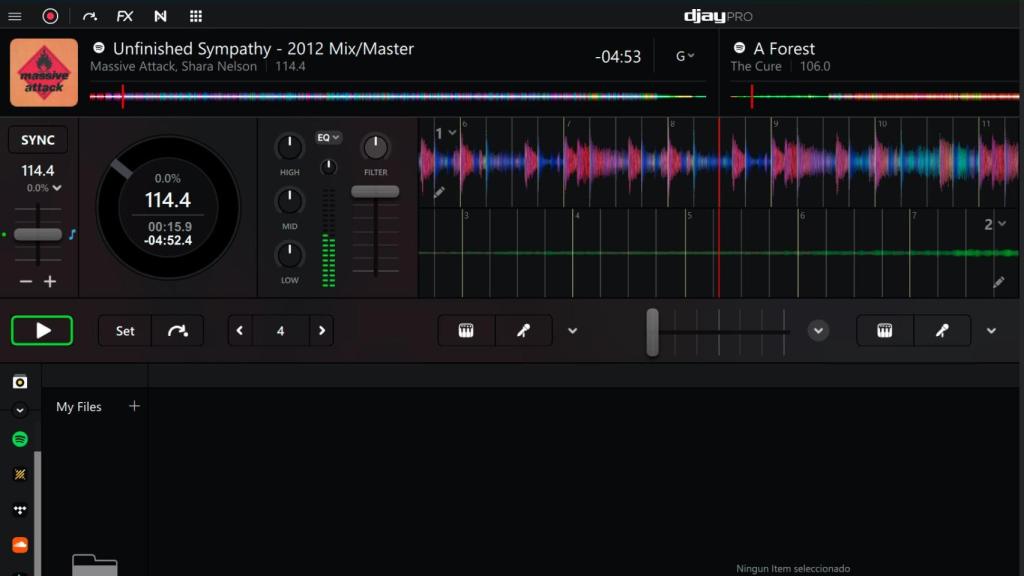 Spotify conectado a la app djay