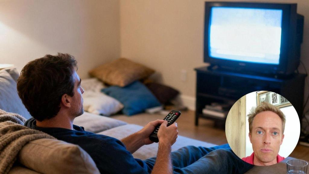 Fotomontaje del empresario David Canales y una persona descansando en el sofá.