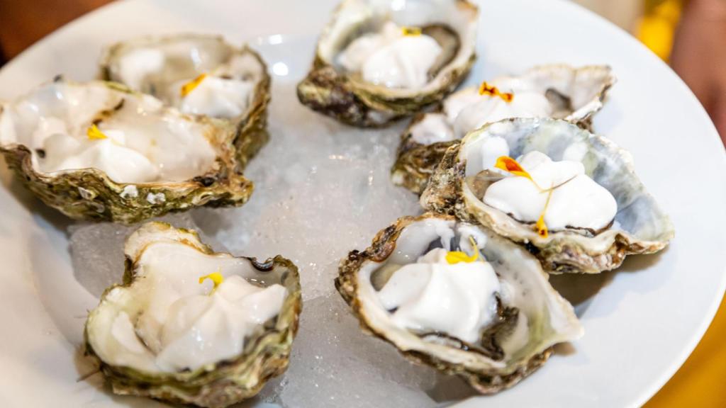 Ostras valencianas con emulsión de 'pisco sour', en Barravás. EE