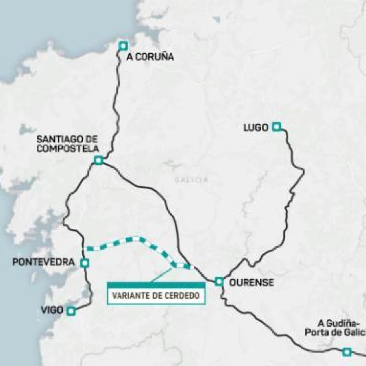 Variante de Cercedo, mapa del ministerio de Transportes