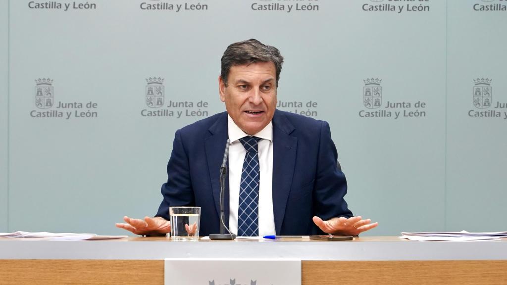 El portavoz de la Junta de Castilla y León, Carlos Fernández Carriedo, durante su rueda de prensa posterior al Consejo de Gobierno de este jueves