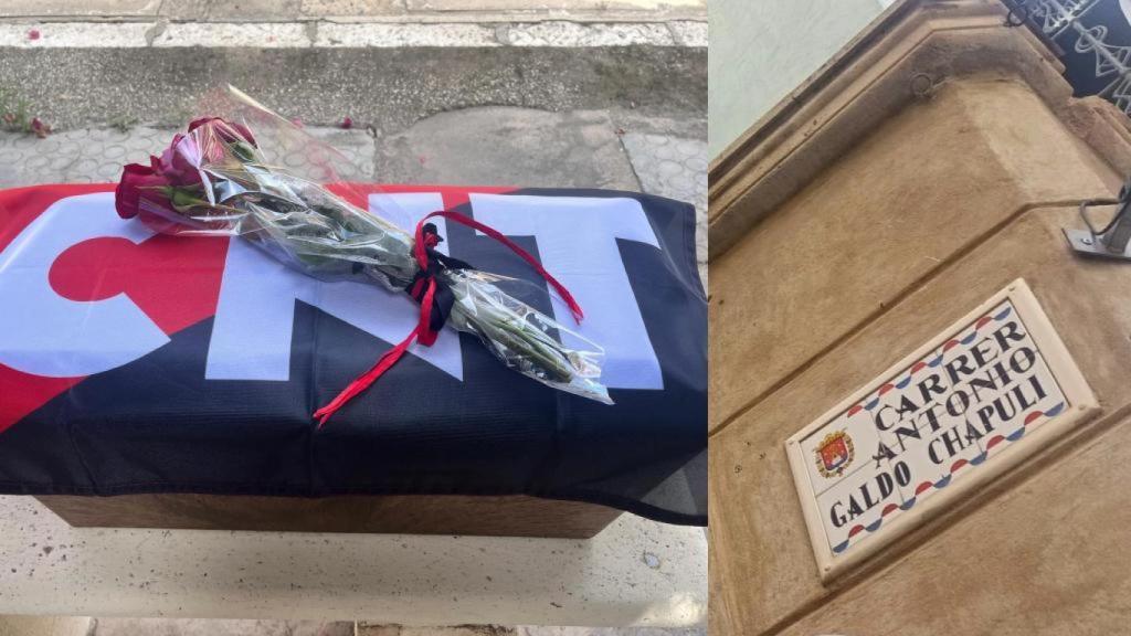 Los restos de Francisca Sarrió Elisa, junto a la calle donde vivió.