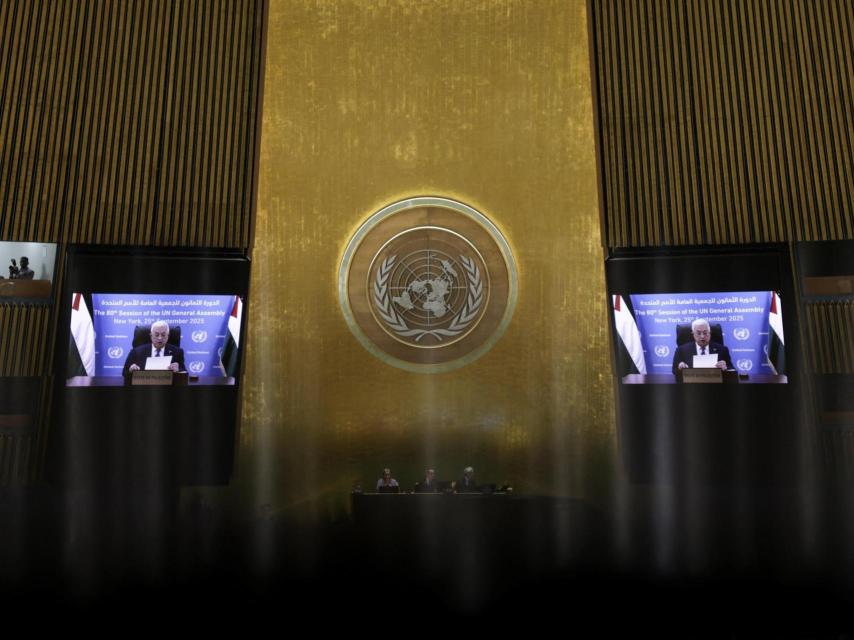 Abás tuvo que comparecer desde Ramala porque Estados Unidos le prohibió la entrada.