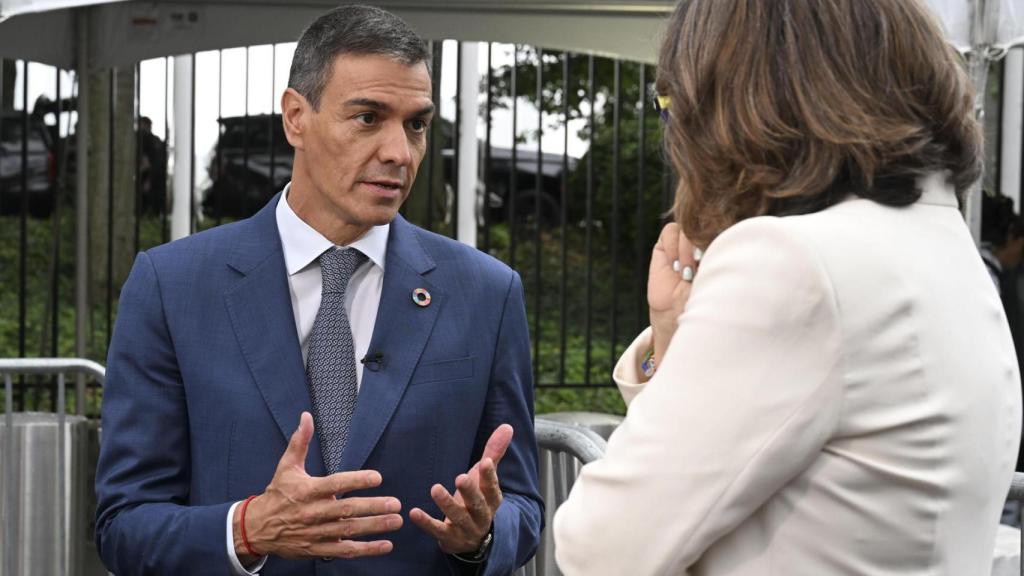 Pedro Sánchez durante su entrevista en el programa 'Amanpour', de CNN.