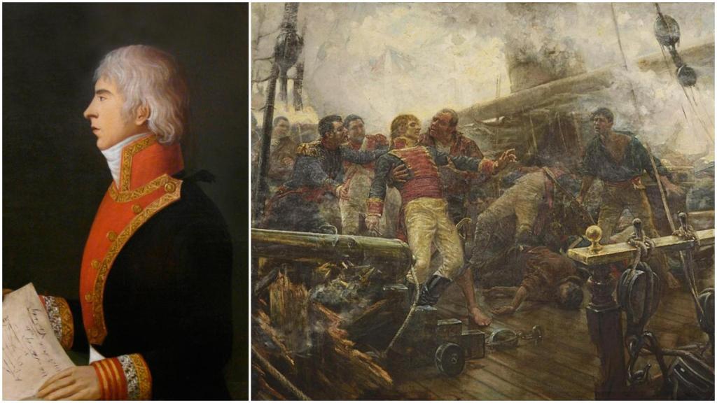 Retrato de Churruca del Museo Naval y el óleo 'Muerte de Churruca en Trafalgar'.