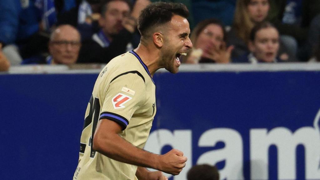 Eric García celebra su gol contra el Oviedo.