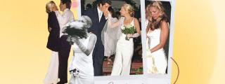 Collage con algunas imágenes del día de la boda de Carolyn Bessette y John John Kennedy.