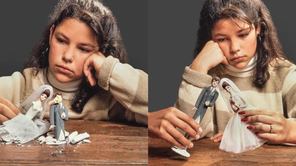 Una niña sufriendo por la separación matrimonial.