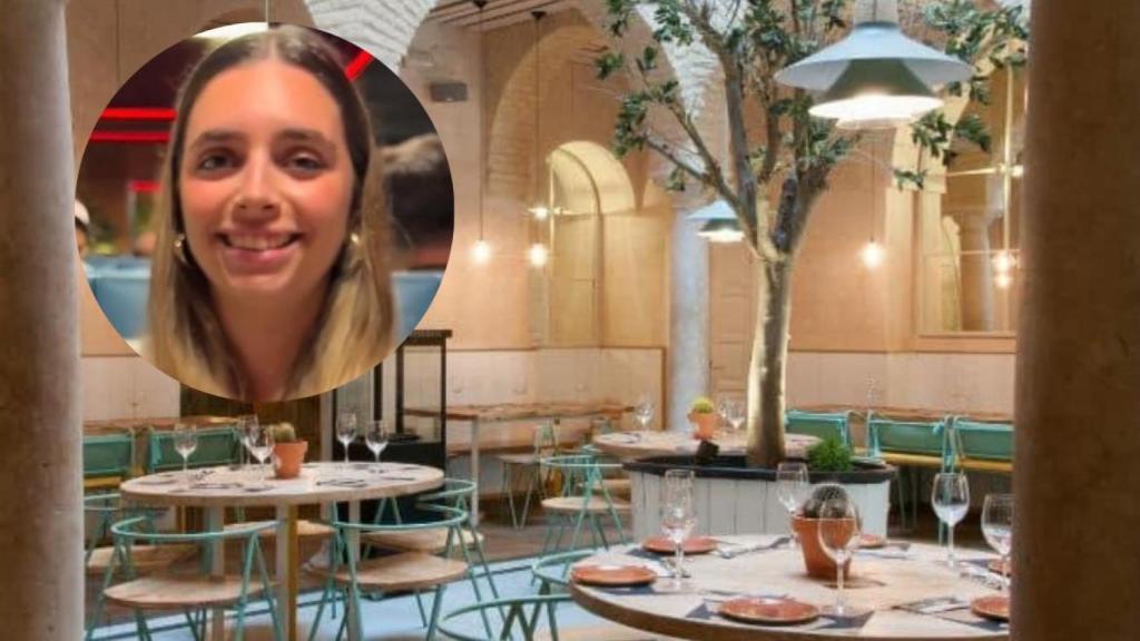 Collage de la creado de contenido y el interior del restaurante